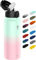 Fanhaw 600ml Stainless Steel Insulated Sports Water Bottles with Straw for Kids, Men and Women(Green Pink)