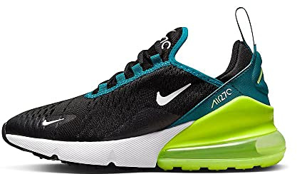 NIKE Air Max 270 GS Running Trainers 943345 Sneakers Shoes (UK 5 US 5.5Y EU 38, Black White Bright Spruce 026)