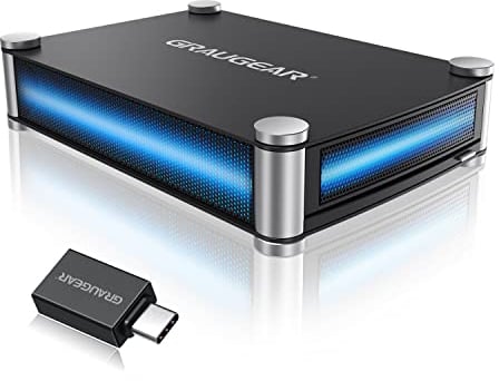 GRAUGEAR | Contenitore esterno per 1x 5,25 SATA | Unità Blu-Ray-CD-DVD | Connessione USB 3.0-eSATA | Incl. adattatore USB-C