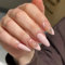 VEBONNY Faux ongles rose nude avec forme de cœur décorés adorable courts rose amande française à presser sur les ongles rose transparent faux ongles faux ongles en acrylique brillant Vebonny FN-SA010