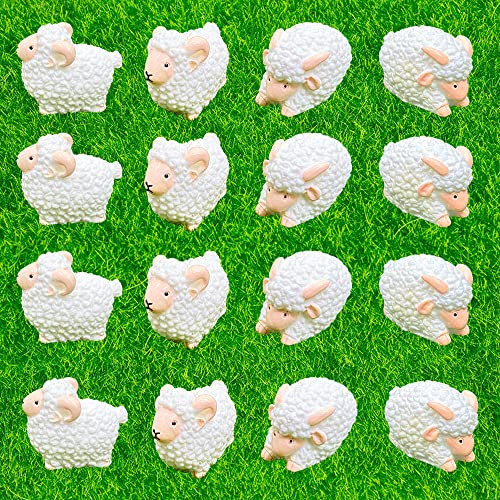 AWEELON 20 Stück Miniatur-Schaf-Figuren, Schaf-Kuchendekoration, weißes Schafmodell, Mini-Tiermodell für Blumentopf, Feengarten-Dekoration