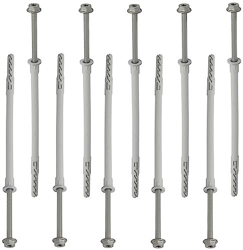AERZETIX - C67143 - Lot de 10 Chevilles en Plastique Ø10x230 mm à collerette + 10 vis Ø7x240 mm autotaraudeuses à collerette à tête hexagonale Empreinte étoile TX40 - béton Brique perçage Fixation
