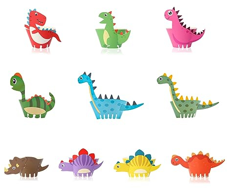 Tiardey 20PCS Dinosaurier Cupcake Topper Kreative Kuchen Cupcake Surround Dekoration für Kindergeburtstag Kuchen Party Kuchen -10 Stil