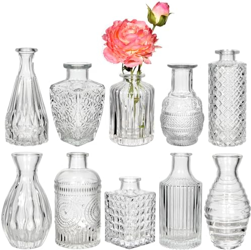 Set Vaso di Vetro, 10 Pezzi Vasi in Vetro, Vasi Decorativi, Vaso Decorativo, Tavola Decorazioni Matrimonio di Nozze, Vaso Vetro Trasparente, Piccolo Vaso Decorativo, Centrotavola Vetro