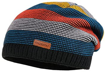 maximo Mini-Mütze randlos Blockringel LL Made in Germany 53 schwarz/Avocado