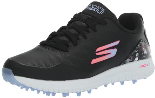 Skechers womens Go Golf Max Arch Fit Spikeless Golf Shoe, Black Dogs Waterproof, 6.5 UK