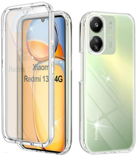 Coque pour Redmi 13C 4G Antichoc Housse Redmi 13C 4G Coque avec Protège-écran Cover 360 Full Body Protection Robuste Double Face Transparent TPU Case Intégrale Coque pour Xiaomi Redmi 13C 4G, Clear