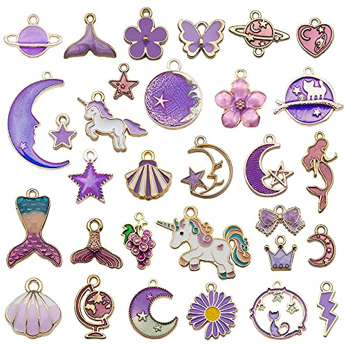 QIAMNI Niedliche Einhorn-Charm-Anhänger, Emaille-Metall, Regenbogenfarben, Einhorn-Halskette für Ohrringe, Armbänder, Schlüsselanhänger, DIY, Handwerk, Schmuck, 13 x 19 mm, für Kinder und Mädchen, 24