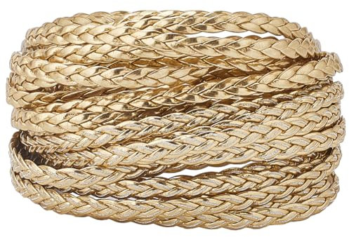 GORGECRAFT 5m*5mm*2mm Cordino di Pelle Intrecciata Corda in Pelle PU Oro Piatto Piegato Finta Pelle Filo per Intrecciature Fai da Te Artigianato Braccialetti Cavigliere Girocollo Collana Creazione