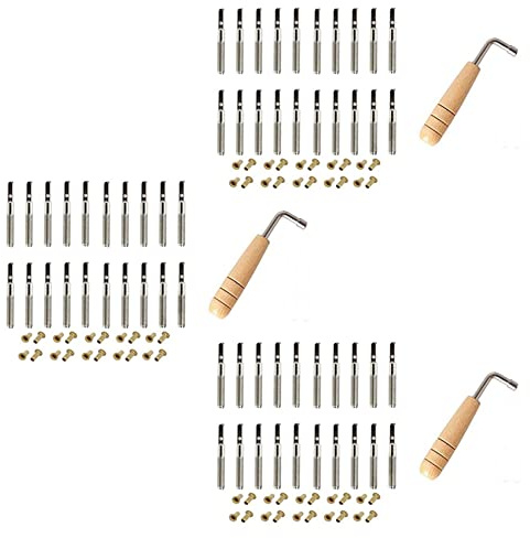 Janasiba Lot de 60 clous pour réglage et 60 pièces rivets, avec clé pour accorder une forme de L, pour instrument une cordes musicales harpe petite harpe lire