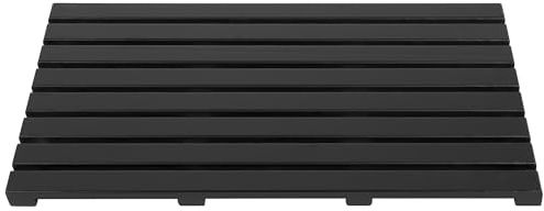 Vencier Bamboo Duckboard Bath Mat | Anti Slip Mat - New Slatted Design | Spa, Bath, Shower Bathroom Decor | (Black)