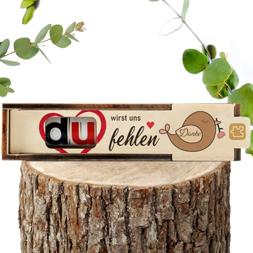 Du wirst Uns fehlen Geschenk Box für Duplo Schokoriegel Geschenkbox 1pcs Holz Deko Abschiedsgeschenk zum Abschied Kollege Kollegin Rente Ruhestand (wirst uns fehlen)