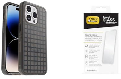 OtterBox Symmetry Plus Clear Apple iPhone 14 Pro Window PANE Black Gap with Premium Tempered Glass Protector