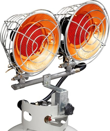 Avenger FBDTP30 Chauffage d'extérieur infrarouge pour utilisation avec réservoirs de gaz propane pour camping, terrasse, etc. Double brûleur, 30 000 BTU, argenté