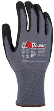 U-Power Merengue Guanti Da Lavoro Antifortunistica Supporto Nylon Spandex Protezione Rischi Meccanici Grigio 9/L