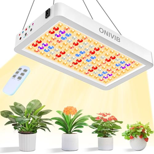 ONIVIB 75W LED Grow Lampe, Vollspektrum Pflanzenlampe, 240 LEDs Pflanzenleuchte, Pflanzenlicht Wachstumslampen, LED Pflanzen Wachsen Licht Lampen, 8/12/16H Timer für Gewächshaus Pflanzenbeleuchtung