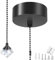 Cetoon Pull Cord Light Switch Bathroom - Crystal Pendant Bathroom Pull Cord Ceiling Switch, 150cm Cord Pull String Cylinder for Bathroom Chandeliers Accessories(Black)