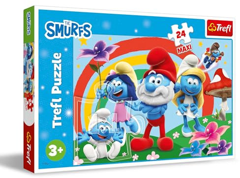 Trefl - Schlümpfe, Schlumpftag - Puzzle 24 Maxi - 24 große Elemente, kreative Unterhaltung, für Kinder ab 3 Jahren