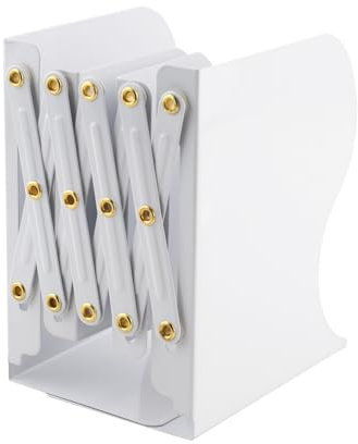 Zosenyer Fermalibri Regolabili, Fermalibri Regolabile in Espandibile, Antiscivolo Fermalibri per Ufficio per L'Organizzazione Dell'Ufficio Biblioteca Della Sala Studio (Bianco)