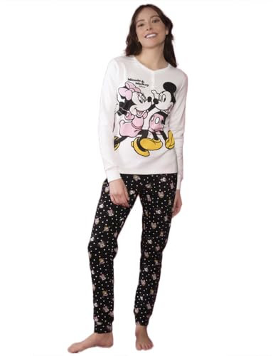 Pigiama Donna Caldo Cotone Personaggi Disney Cartoni - Autunno Inverno - Lilo.&.Stitch. - SNO.opy - Min.NIE (IT, Testo, M, Regular, Regular, TOPINI Nero 392)