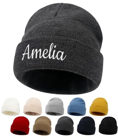 papasgix Unisex Erwachsenen Mütze Beanie Mit Name personalisiert Wintermütze Bedrucken Lassen Individuell Geschenk Mütze selbst gestalten