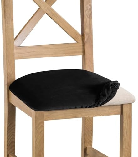 Gute 4er Set Stuhlbezug Sitzfläche,Samt Stretch Esszimmerstuhl Sitzbezüge, Abnehmbar Waschbar Schonbezug Hussen für Restaurant,Zuhause,Hotel,Bankett,Bürostühle(Schwarz)