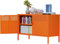 Armario Metalico,Aparador de Metal Estantes con Puertas,Marco de Acero,Armario de Almacenamiento para Oficina en Cocina,Salón,Comedor,Entrada,40 x 100 x 64AL cm,Naranja