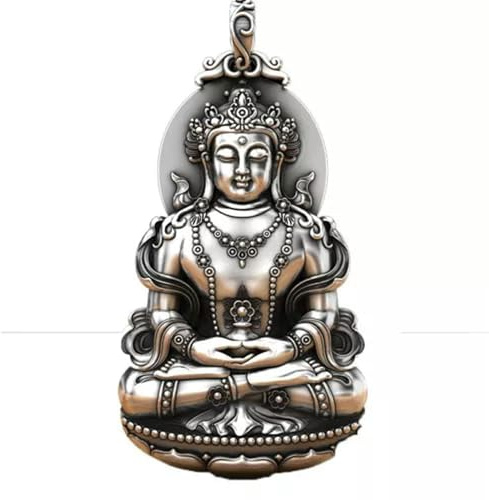 Buddhistischer 925er Silber Buddha Bodhisattva Halskette Anhänger Geschenk für Herren