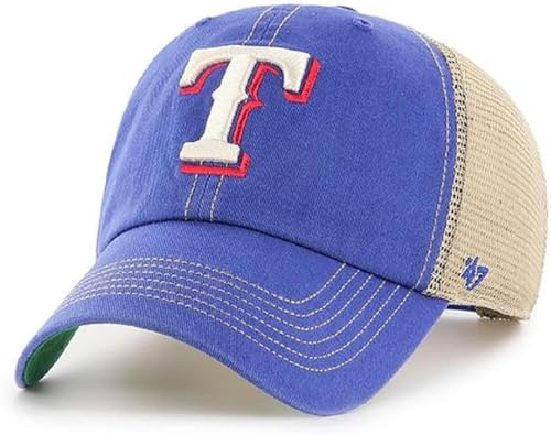 47 MLB Trawler Trucker-Mütze mit Primär-Logo, Team-Farbe, Netzstoff, verstellbar, Einheitsgröße für Erwachsene, Texas Rangers, Einheitsgr��e