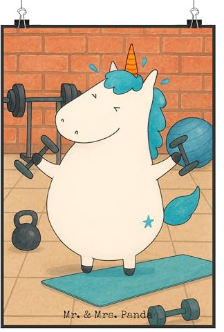 Mr. & Mrs. Panda Bild Einhorn Fitness Design DIN A0 - Geschenk, Einhörner, typografie poster, Plakat, Sport, drucke, wanddeko, Fitnessstudio, Wandbild, Unicorn, Gym