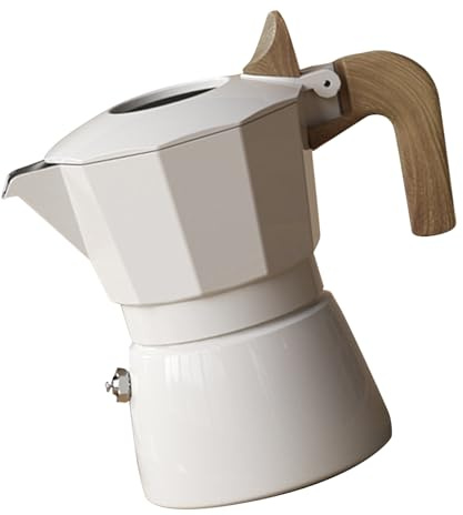 HWGING Aluminum Alloy Stovetop Coffee Maker Stove Moka Pot Professional Portable Double Valves Vintage Style for Rich Flavorful Coffee with Premium Pressure Valve Food Grade Safe for (White)