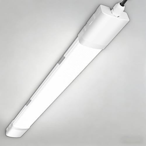 Tira De Luz LED De 60CM, Tubo LED Blanco Neutro De 18W (4000K), 1980LM, Luz De Techo Impermeable IP65, Tira De Iluminación Para Garaje, Apta Para Habitaciones Húmedas, Talleres, Sótanos, Balcones