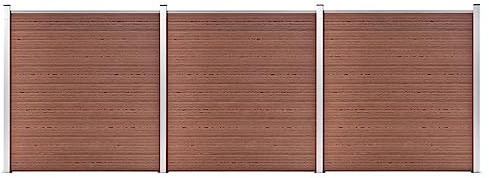 Gartenzaun WPC 526x186 cm Braun, Sichtschutzzaun für Garten und Hof, robustes Zaunpaneel-Set mit Aluminiumstangen, erweiterbares Design