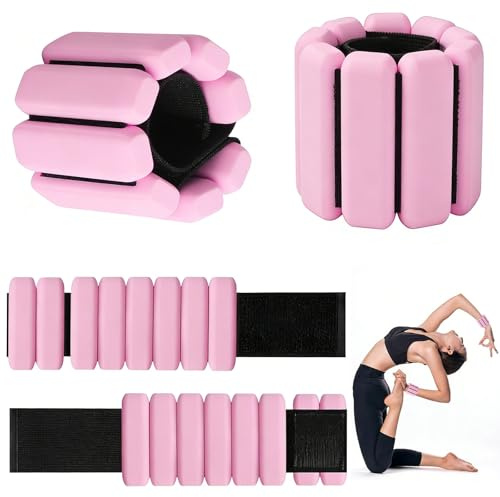 FuYelng 2 stycken justerbara viktmanschetter vardera, 1 lb, bärbara handledsvikter ankelvikter set silikon handled vikter set, för yoga dans pilates cardio aerobics promenader jogging