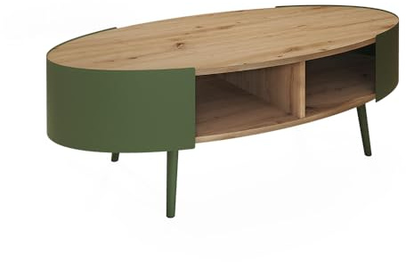 Vicco Couchtisch Lofta, Grün, 120 x 60 cm, mit Ablagefläche für Zeitschriften und Fernbedienungen