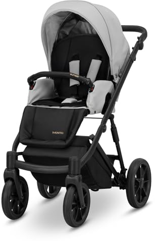 Kunert Ivento 2in1 Kinderwagen mit schwarzem Rahmen und weißem Stil (Grau)