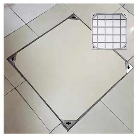 MSHGSKU Coperchio Invisibile per Fossa settica in Acciaio Inox con Base, Robusto Coperchio per pozzetto di ispezione per vialetto, Barre d'Acciaio a Doppio Strato, Cemento, 30x30 cm (11,8x11,8 polli