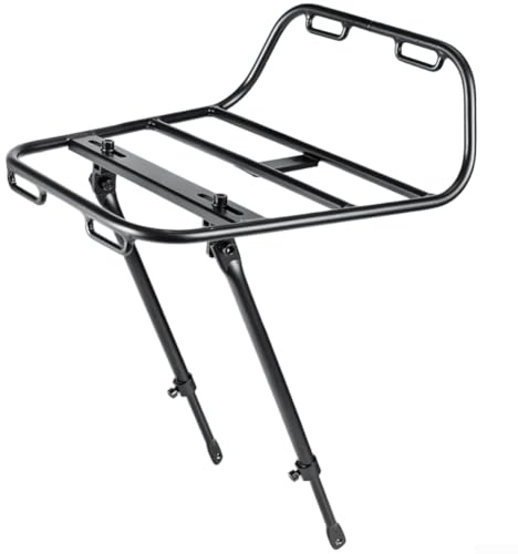 Yhenlovtt Porte-bagages avant de vélo en alliage d'aluminium, support de bagages VTT robuste avec support de fourche de rangement pour sacoches et équipement