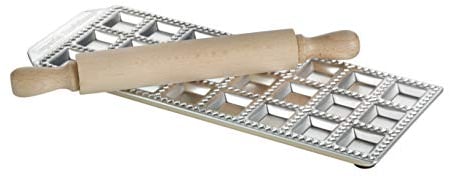 KitchenCraft IPS480040 Stampo in Alluminio per Ravioli, Legno