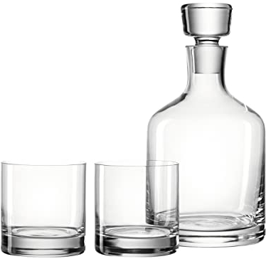 Leonardo 060005 GK Lot de 3 whisky karaffe avec tasse Ambroggio