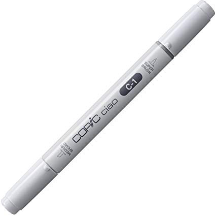 COPIC Ciao Coloured Marker Pen - (C-1) Cool Gray No.1, For Art & Crafts, Colouring, Graphics, Highlighter, Design, Anime, Professional & Beginners, Art Supplies & Colouring Books