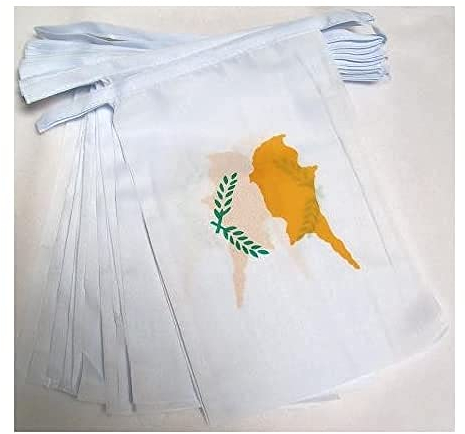 AZ FLAG - Fahnenkette Zypern 6 Meter Mit 20 Flaggen - 21x14 cm - Zypriotische Girlande Flaggenkette 14 x 21 cm