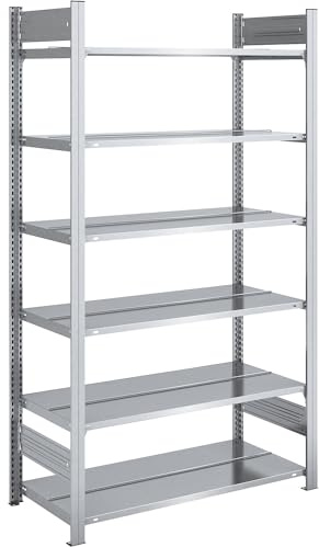 hofe | Aktenregal | verzinkt | 1000 x 600 x 2000 mm | doppelseitig | Verzinkt, Regalhöhe 2000 mm, doppelseitig, Grundregal, BxT 1000 x 600 mm