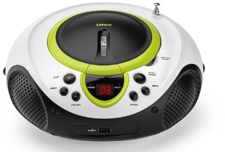 Lenco Kinder Radio CD-Player SCD-38, tragbares UKW-Radio mit CD/MP3-Player und USB, Grün