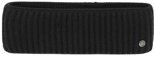 LIERYS Ferri Stirnband Damen/Herren/Kinder (8,5 cm breit) - Made in Germany - Ohrenwärmer in Rippstrick - Ohrenschützer gefüttert mit Baumwolle - 53-60 cm - Herbst/Winter schwarz One Size