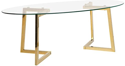 Moderner Couchtisch Glas transparent Edelstahl Oval Beistelltisch gold Fresno