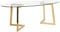 Moderner Couchtisch Glas transparent Edelstahl Oval Beistelltisch gold Fresno