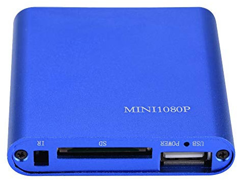 Bewinner Portable Digital Media Player Mini HD Media Player Stereo Sound & 1080P Video HDMI/AV Output Media Player Center for TV, SD/SDHC Reader, USB Devices Support 32GB SD/MMC Card(Blue UK)