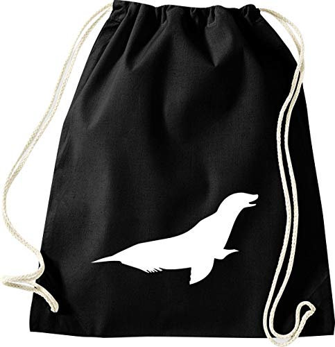 Shirtinstyle Turnbeutel, Tiere Robbe Farbe Schwarz