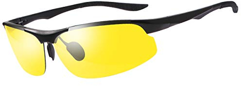 Polarized Photochromic Outdoor Sports Safety Sunglasses for Men Women Anti Glare UV400 Protection for Day and Night Driving Cycling Golf Running Cycling Fishing Eyewear Sun Glasses (8003-Yellow)